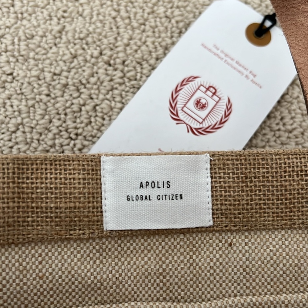 Apolis Global Citizen Burlap Jute Tote Bag NEW - Picture 5 of 8